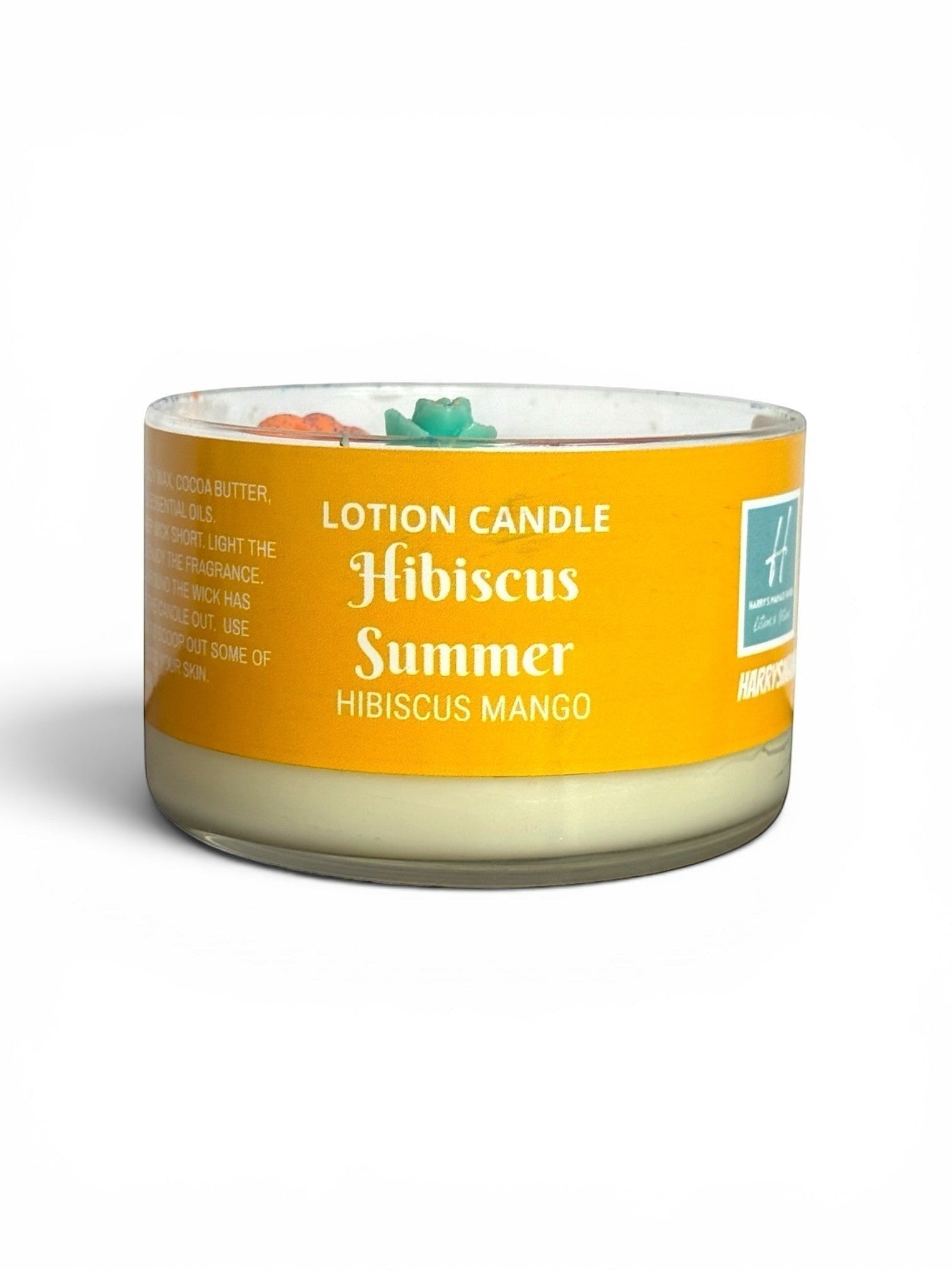 Harry’s Mama’s Faves: Lotions & Potions Hibiscus Summer lotion candle melts into silky massage lotion. Coconut soy wax, cocoa butter, vitamin E.