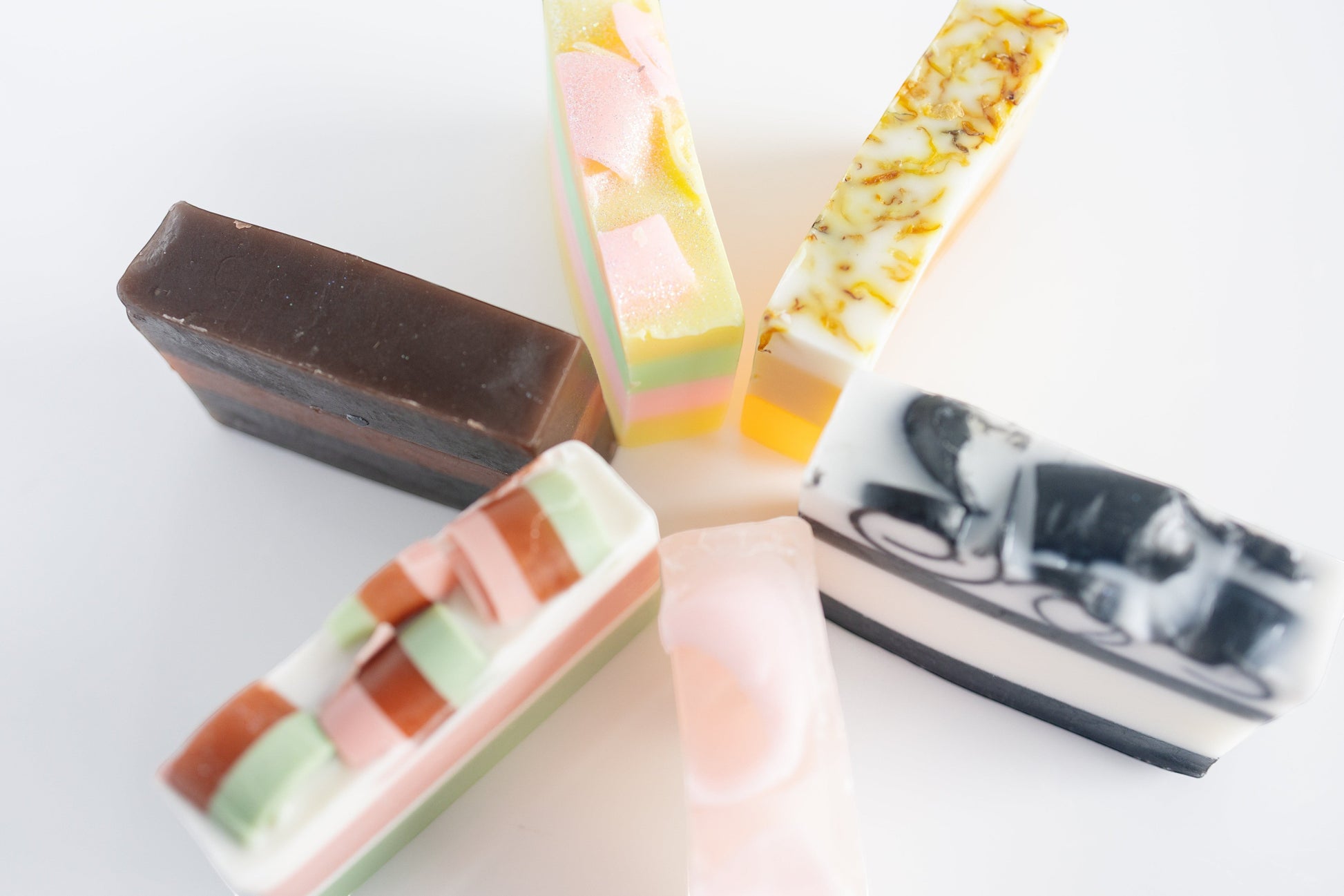 Harry’s Mama’s Faves: Lotions & Potions artisan handmade bar soaps in various colors and floral designs