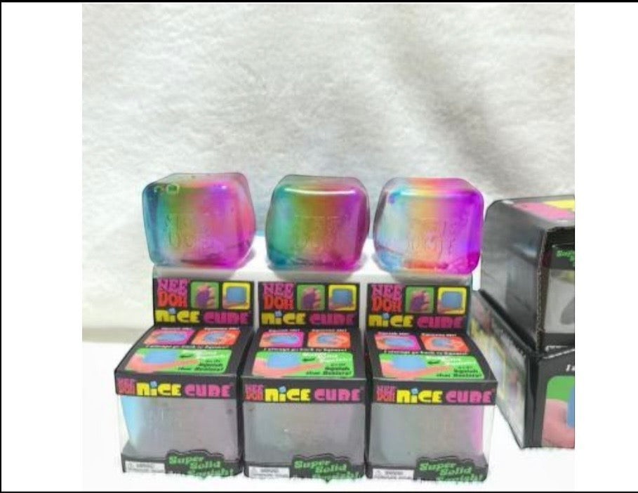 Harry’s Mama’s Faves: Lotions & Potions Nee Doh Nice Cube sensory fidget toys in vibrant rainbow gradient colors