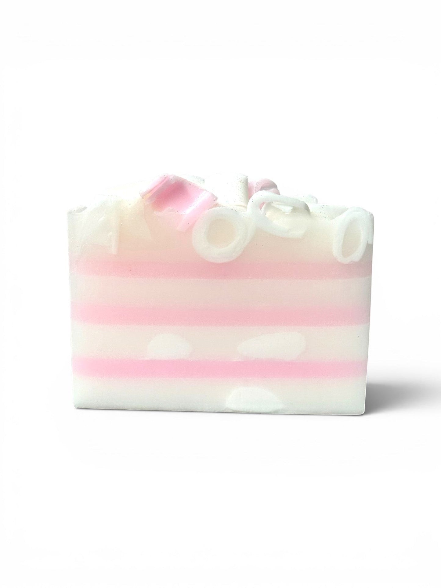 Harry’s Mama’s Faves: Lotions & Potions Pink Daisies artisan handmade bar soap with white and pink striped layers