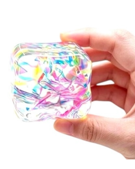 HOLOGRAPHIC RIBBON Generic Cube Stress Squishy