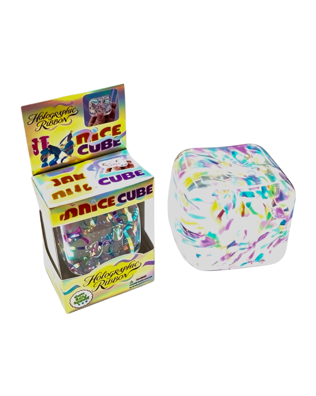 HOLOGRAPHIC RIBBON Generic Cube Stress Squishy