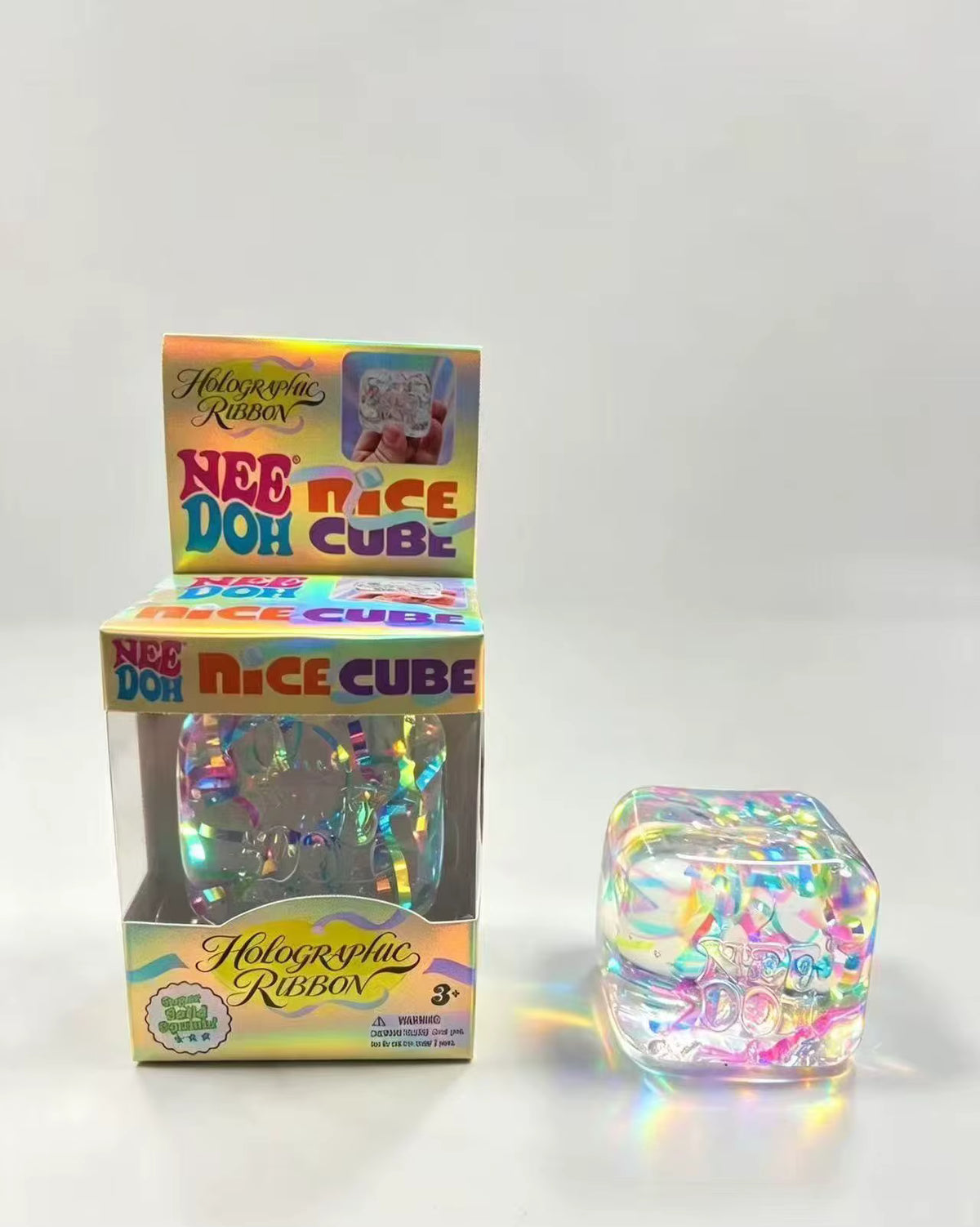 HOLOGRAPHIC RIBBON Generic Cube Stress Squishy